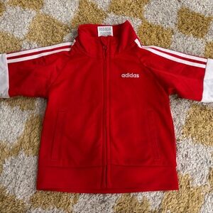 Adidas Red and White Kids' Jacket